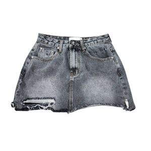 One Teaspoon Gray Distressed Mini Skirt